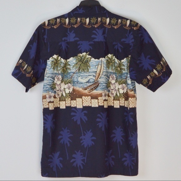 Favant‎ 100% Cotton Tropical Print Hawaiian Beach Shirt Loop Collar Medium - Picture 3 of 7